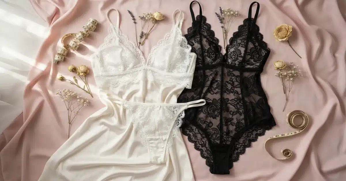 Complete guide to lingerie for women showing different styles including bralettes, panties, bodysuits and chemises