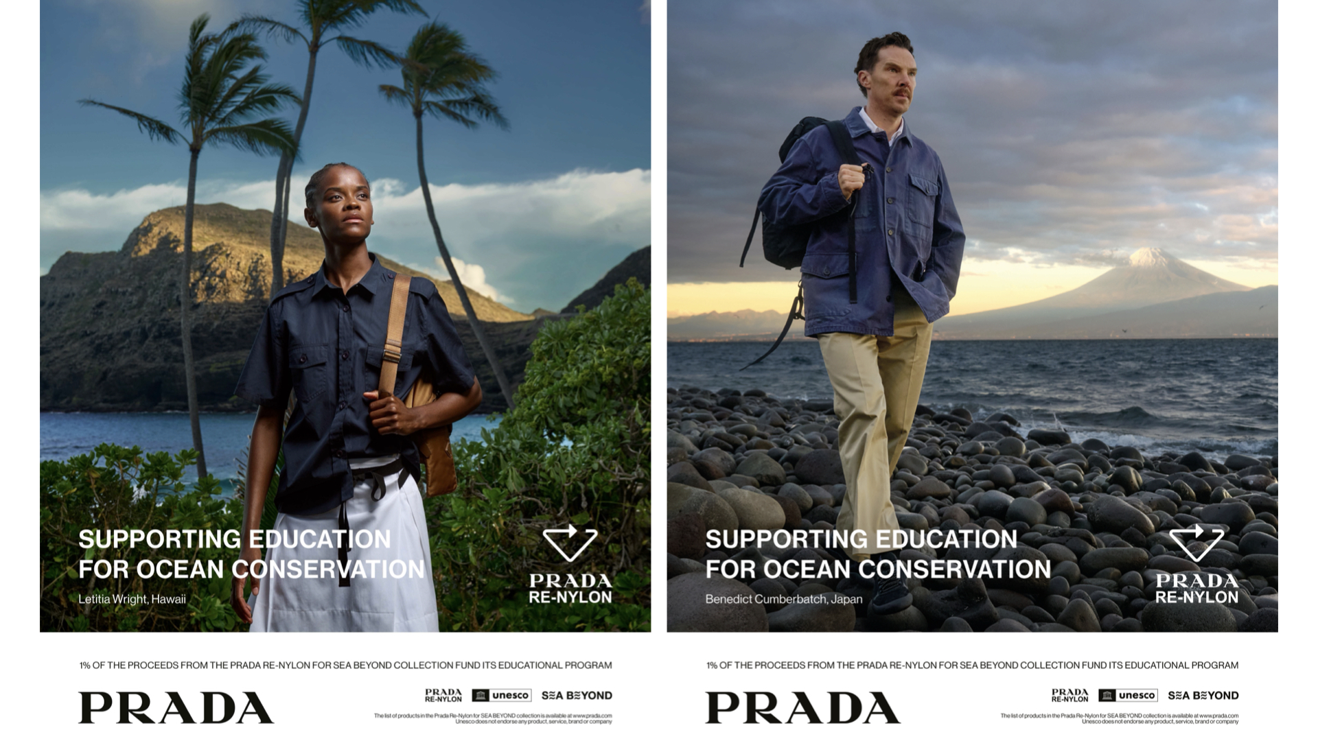 Benedict Cumberbatch and Letitia Wright in the Prada Re-Nylon 2026 campaign
