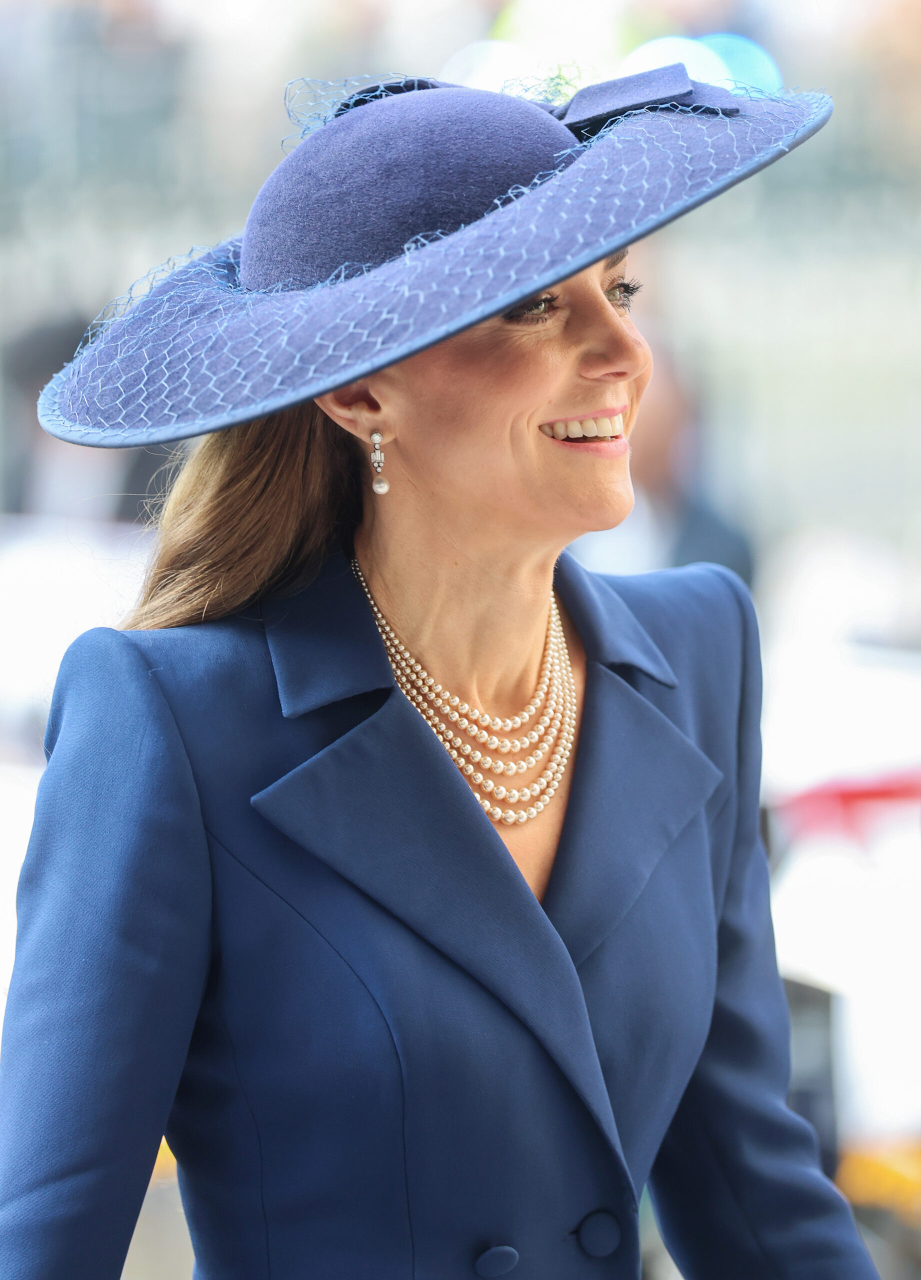 Princess of Wales wearing navy Catherine Walker coat dress at Commonwealth Day 2026 Westminster Abbey
