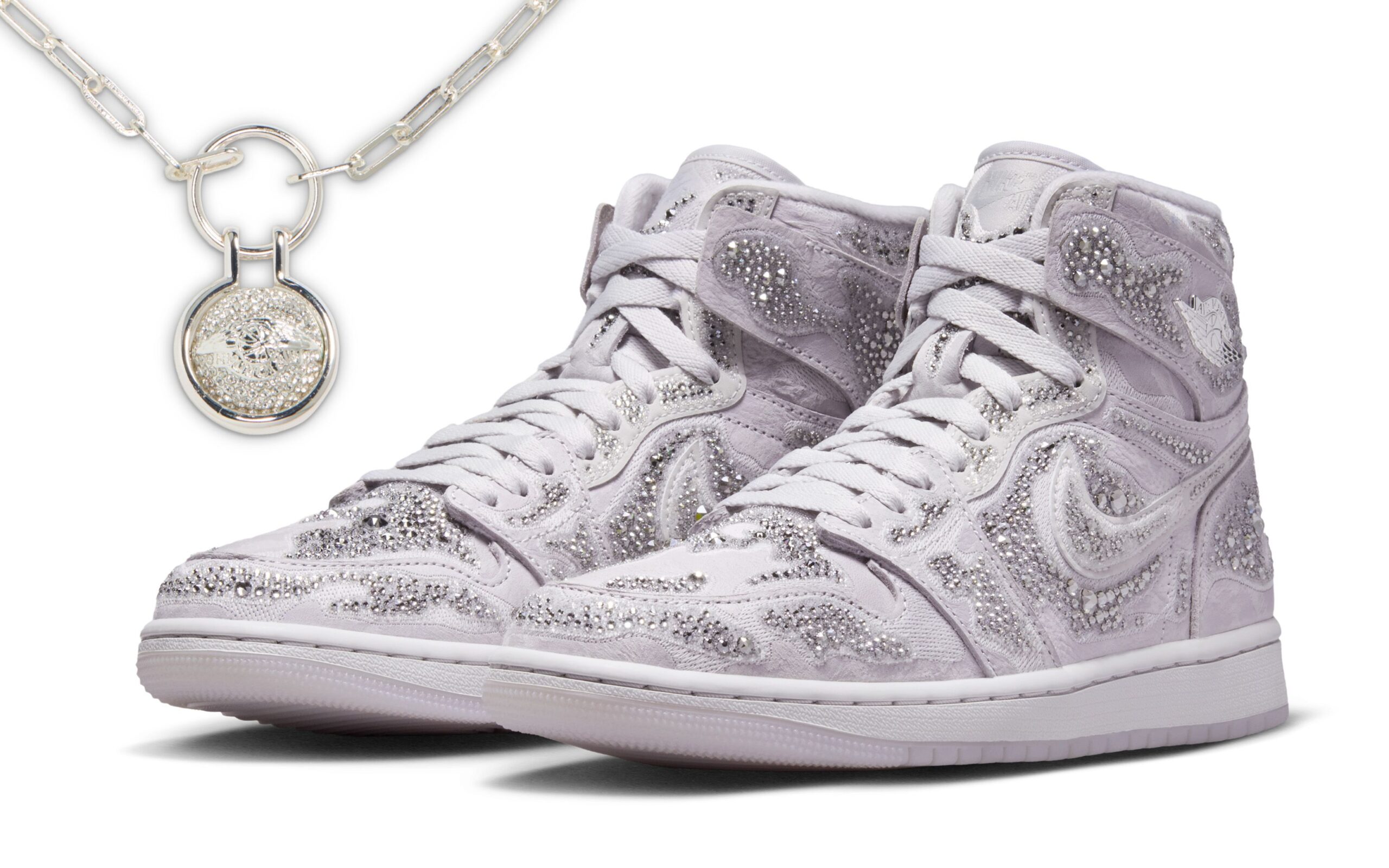 Swarovski x Air Jordan 1 High OG Vast Grey crystal-encrusted sneaker 2026
