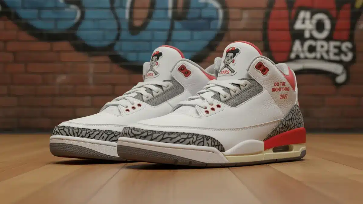 Spike Lee Air Jordan 3 Do the Right Thing 2027 re-release sneakers white and red with elephant print