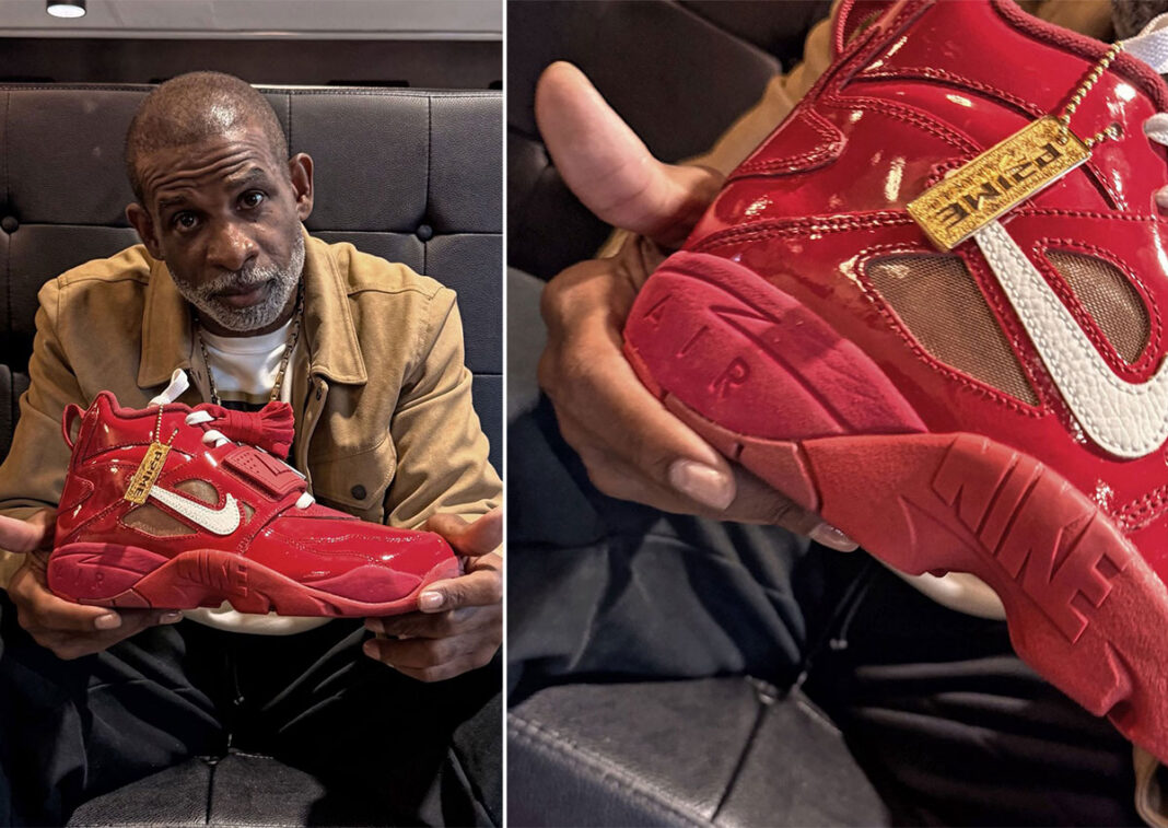 Nike Air DT Proto '92 'Prime Red' JF7592-600 in patent leather with gold mesh Air window and Prime charm