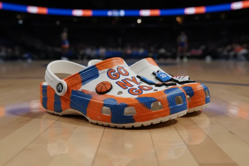 Pete Davidson Wears Custom Knicks Crocs Clogs to NBA Finals Game 3 at MSG