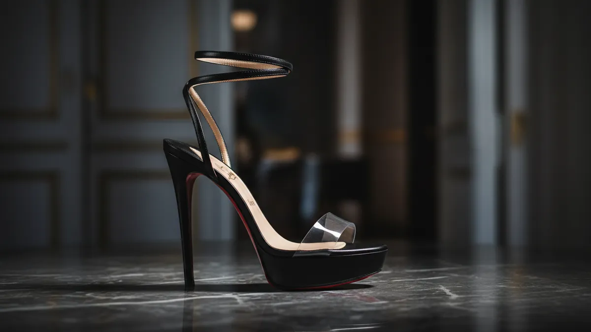 Black Christian Louboutin Rosalie Alta 150mm platform stiletto sandal worn by Sydney Sweeney on NYC date night May 2026